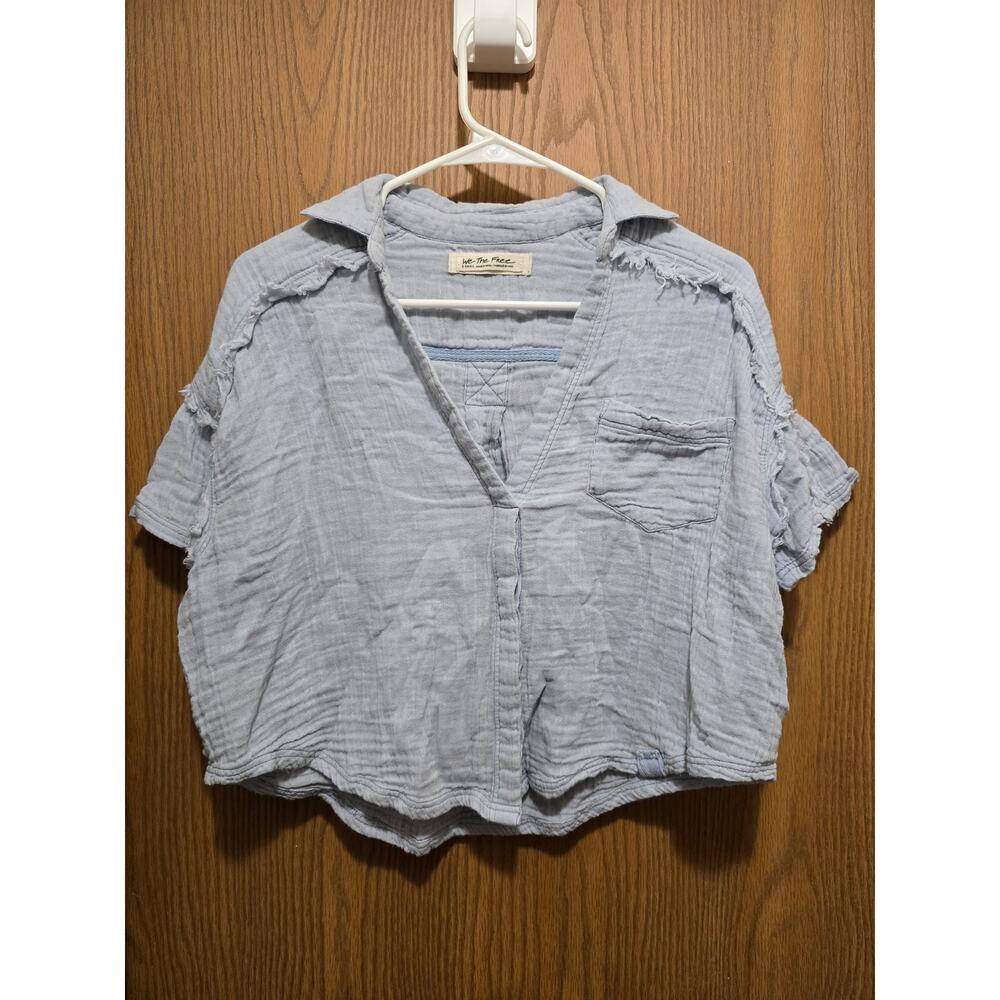 Free People We The Free XS Happy Days Gauze Distressed Crop Top Shirt - Picture 2 of 7